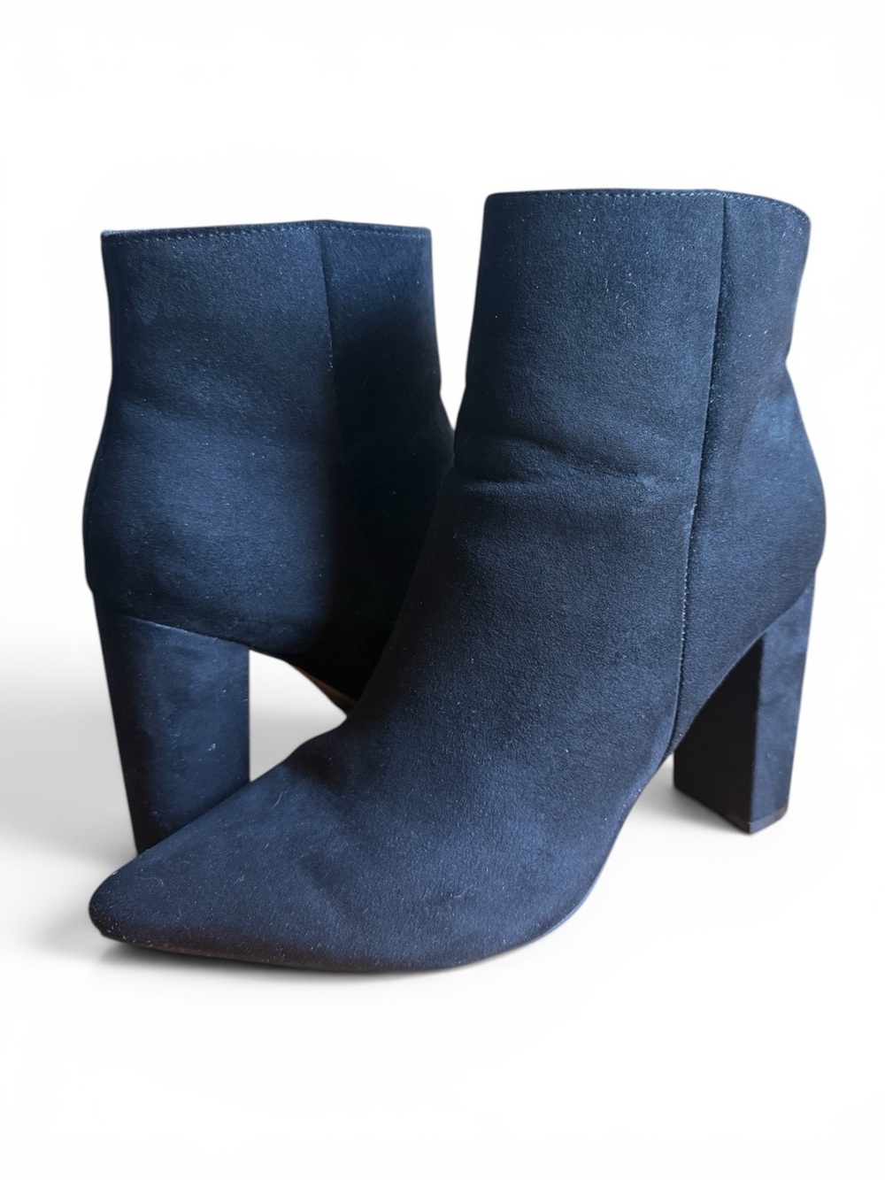 Women's Navy Suede Block Heel Ankle Boots